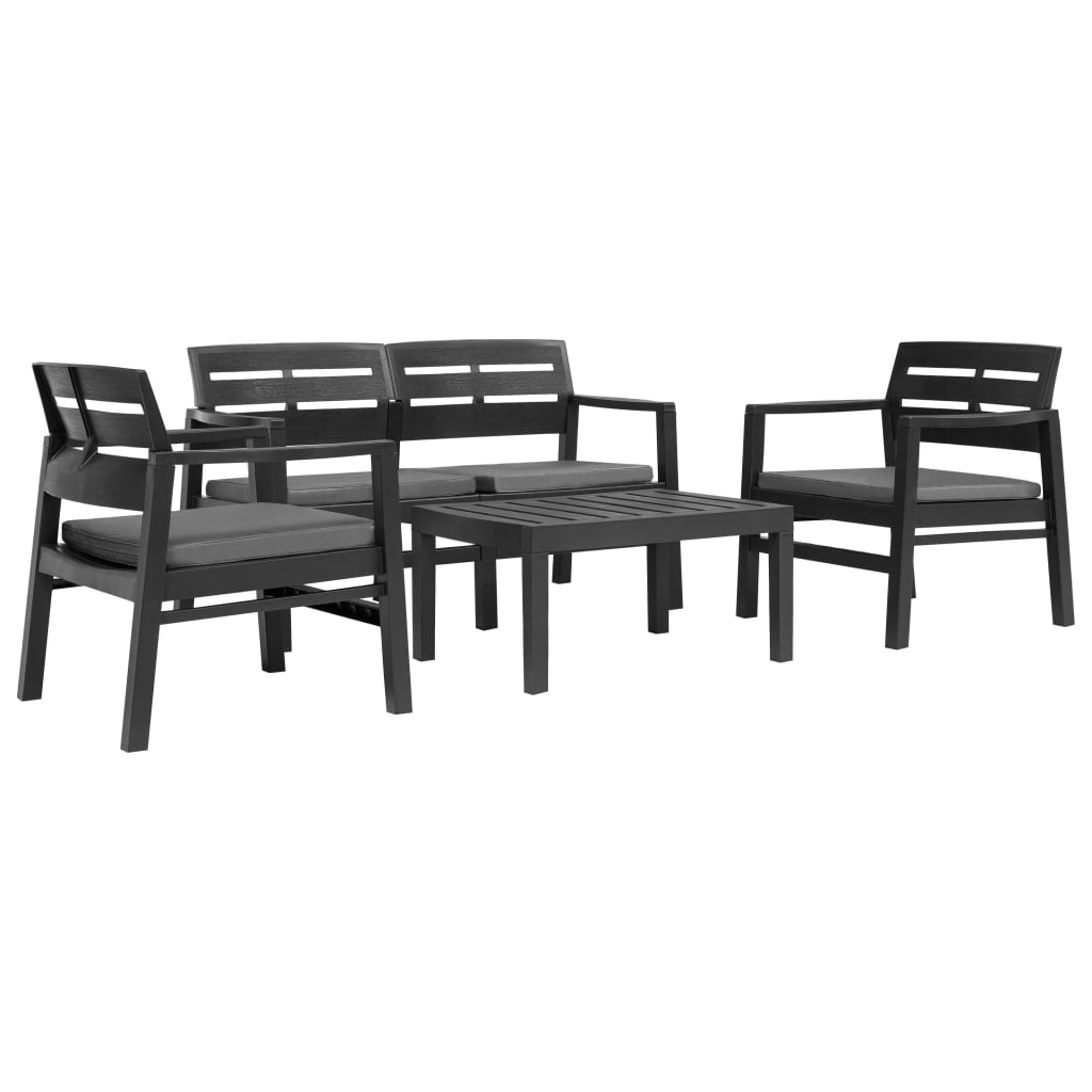 vidaXL 4-teiliges Gartenmöbel-Set Anthrazit Kunststoff