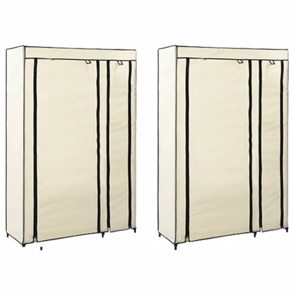 vidaXL Faltschränke 2 Stk. Creme 110x45x175 cm Stoff