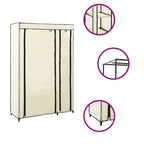 vidaXL Faltschränke 2 Stk. Creme 110x45x175 cm Stoff