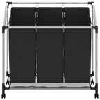 vidaXL Wäschekorb mit 3 Taschen Schwarz Stahl