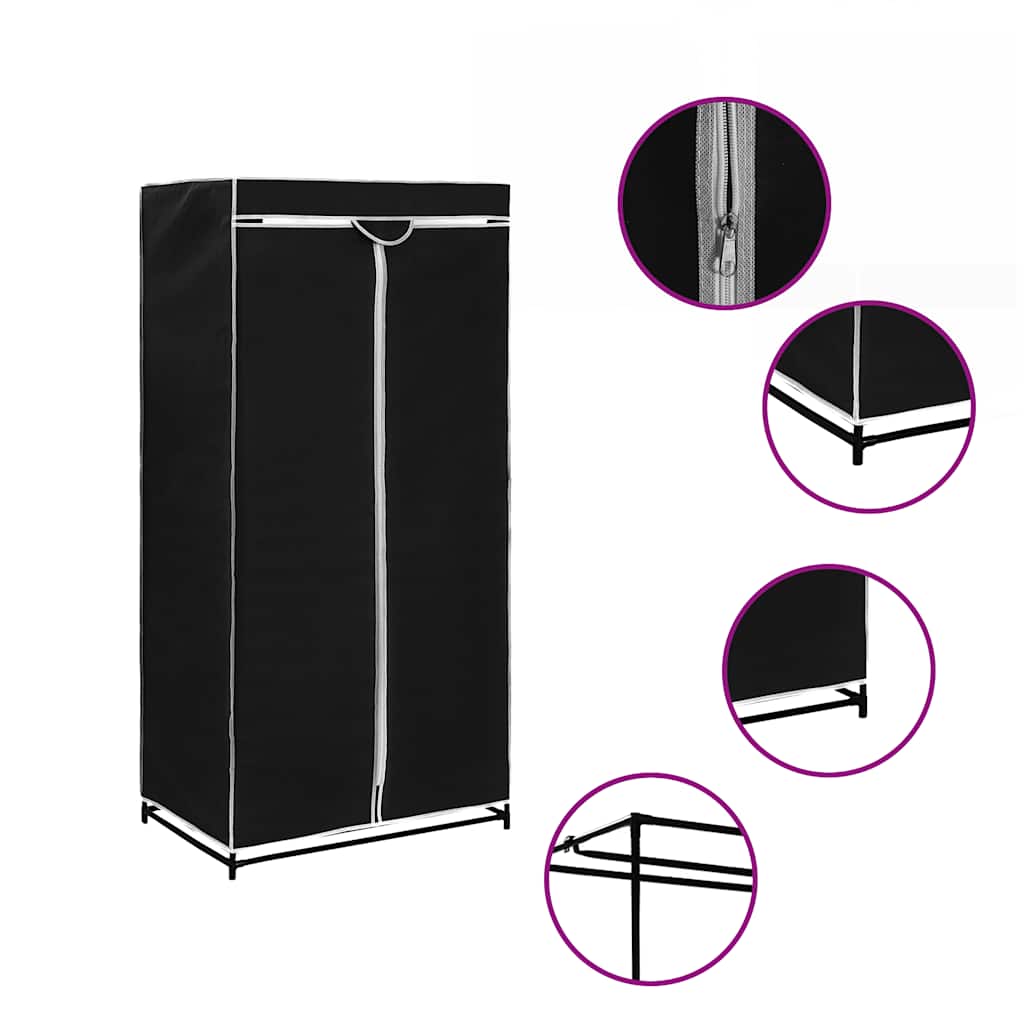 vidaXL Kleiderschrank Schwarz 75×50×160 cm