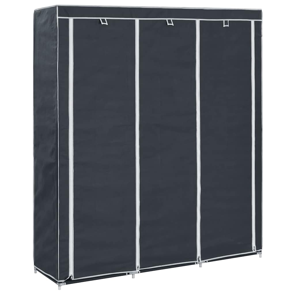 vidaXL Kleiderschrank mit Fächern Stangen Schwarz 150x45x175cm Stoff