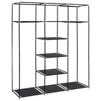 vidaXL Kleiderschrank mit Fächern Stangen Schwarz 150x45x175cm Stoff
