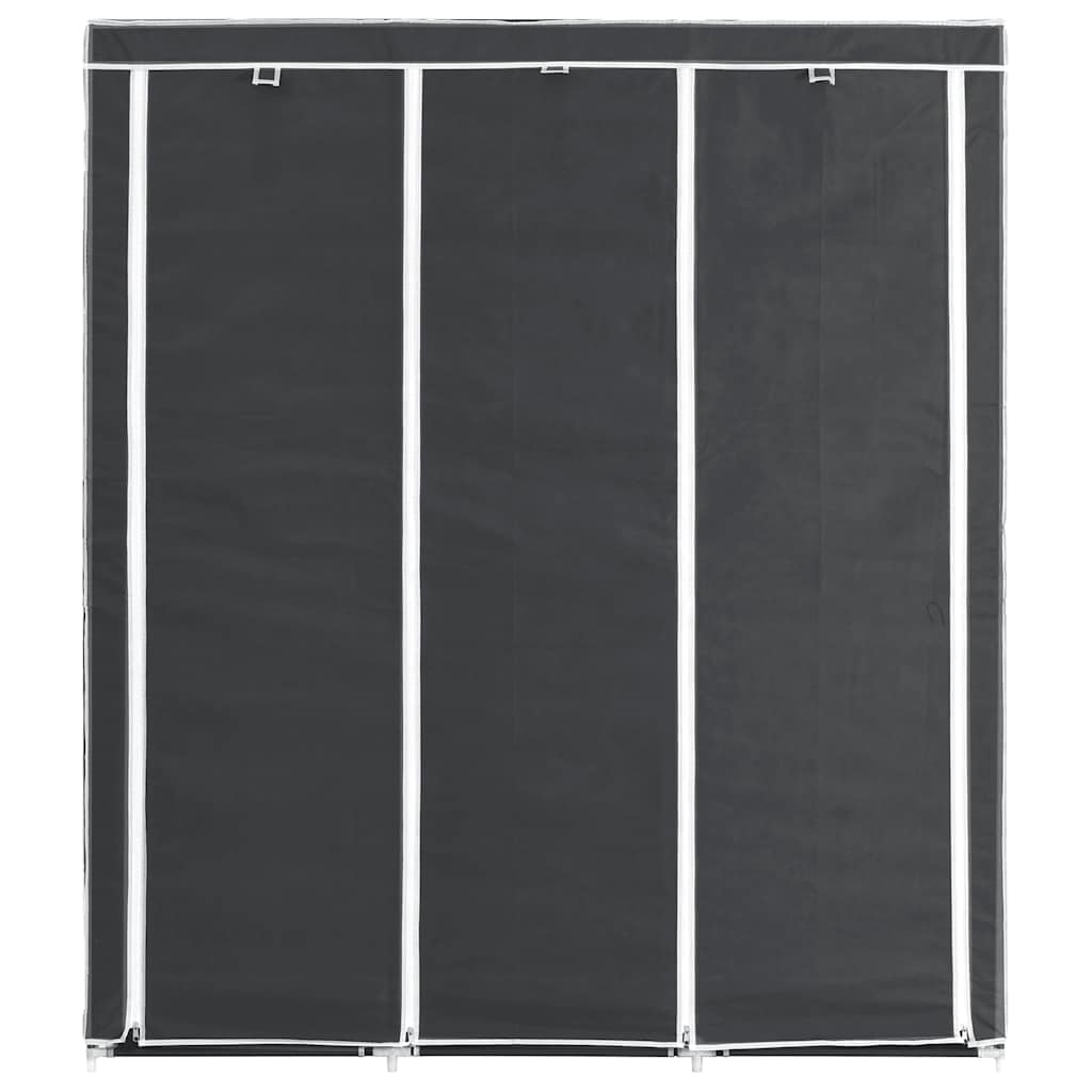 vidaXL Kleiderschrank mit Fächern Stangen Schwarz 150x45x175cm Stoff