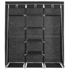 vidaXL Kleiderschrank mit Fächern Stangen Schwarz 150x45x175cm Stoff