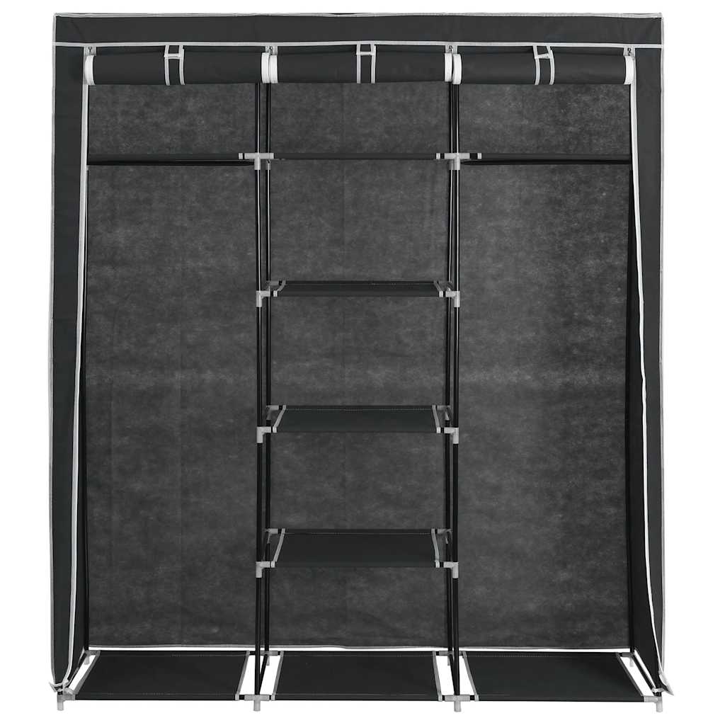 vidaXL Kleiderschrank mit Fächern Stangen Schwarz 150x45x175cm Stoff