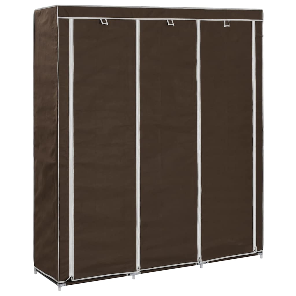 vidaXL Kleiderschrank mit Fächern und Stangen Braun 150x45x175cm Stoff