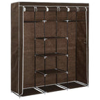 vidaXL Kleiderschrank mit Fächern und Stangen Braun 150x45x175cm Stoff