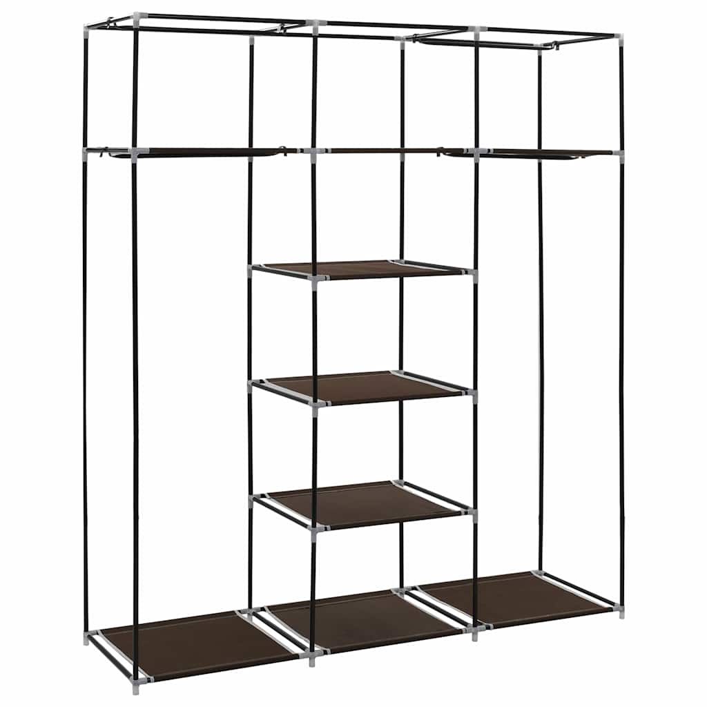 vidaXL Kleiderschrank mit Fächern und Stangen Braun 150x45x175cm Stoff