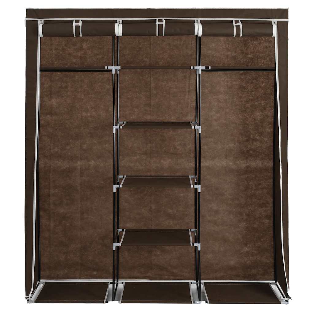 vidaXL Kleiderschrank mit Fächern und Stangen Braun 150x45x175cm Stoff