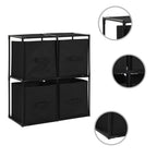 vidaXL Lagerschrank mit 4 Stoffkörben Schwarz 63×30×71 cm Stahl