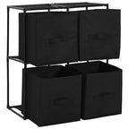 vidaXL Lagerschrank mit 4 Stoffkörben Schwarz 63×30×71 cm Stahl