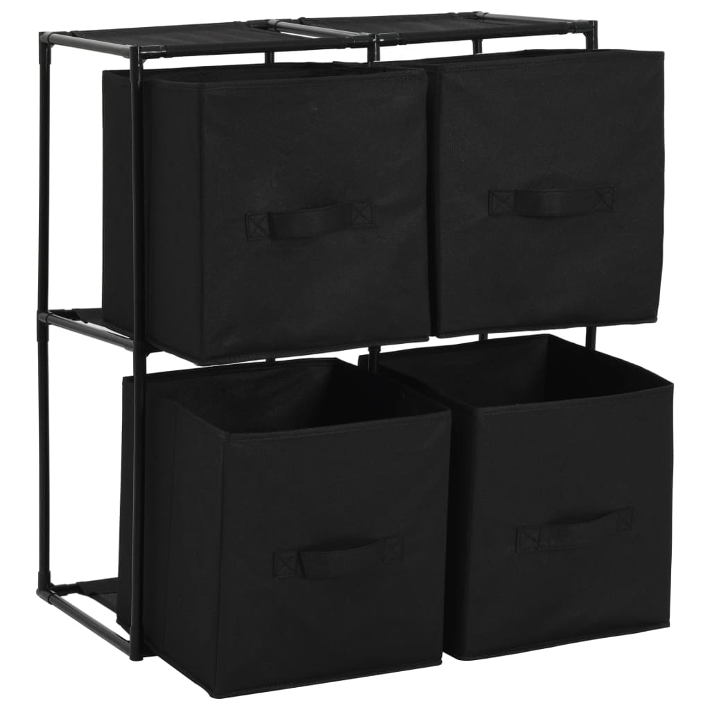 vidaXL Lagerschrank mit 4 Stoffkörben Schwarz 63×30×71 cm Stahl