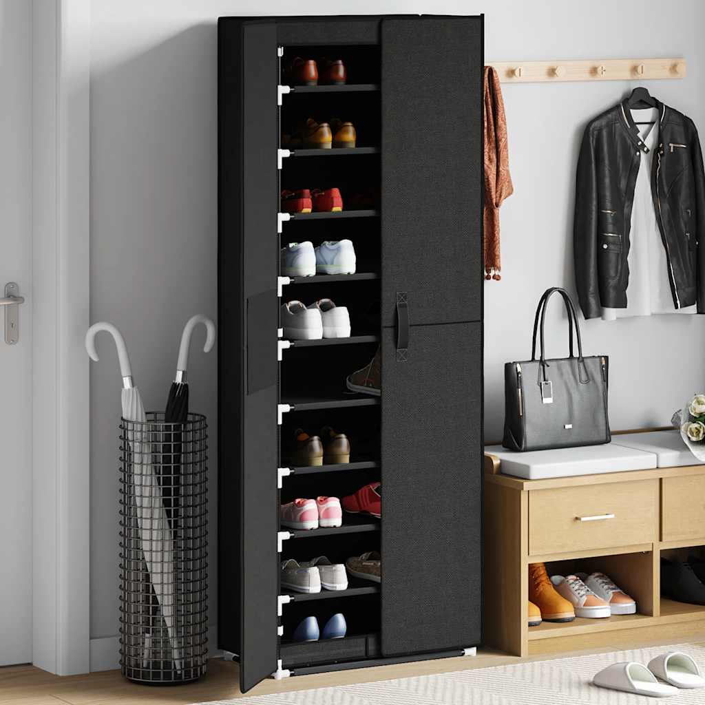 vidaXL Schuhschrank Schwarz 60x30x166 cm Stoff