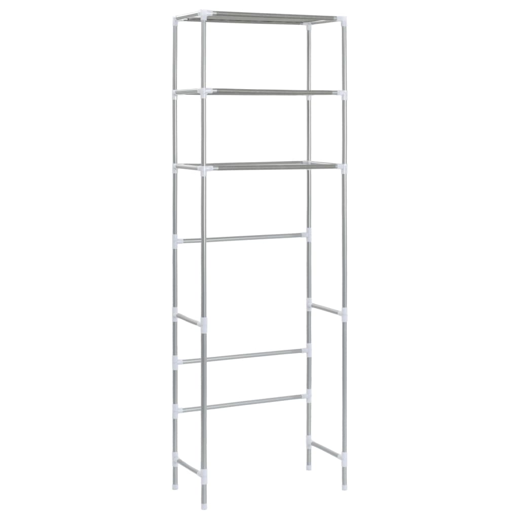 vidaXL Toilettenregal 3 Ablagen Silbern 53x28x169 cm