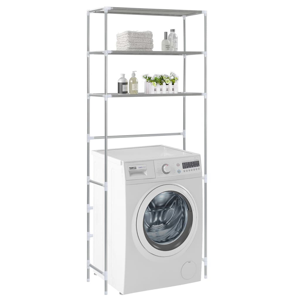 vidaXL Waschmaschinenregal 3 Ablagen Silbern 69x28x169 cm
