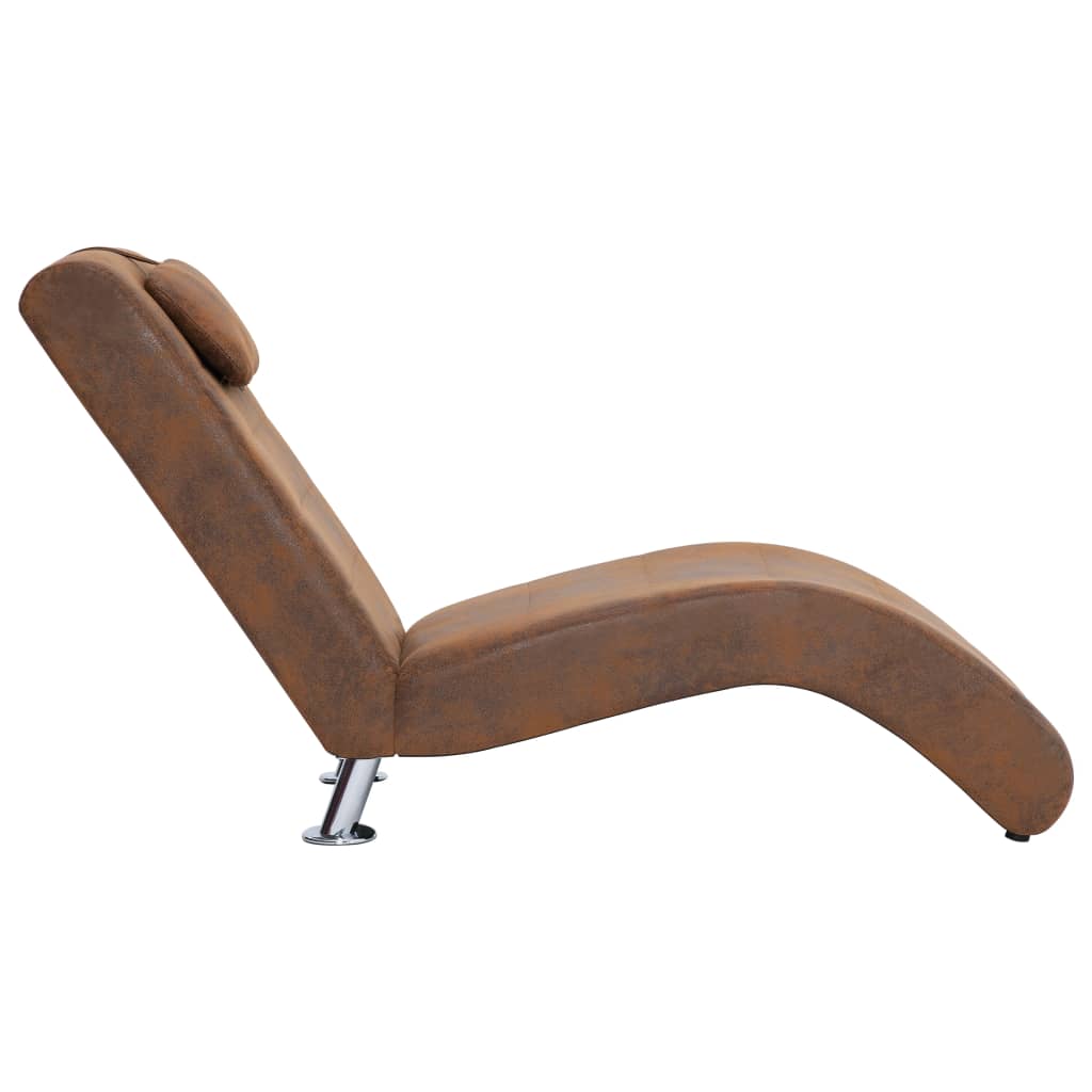 vidaXL Chaiselongue mit Kissen Braun Wildleder-Optik