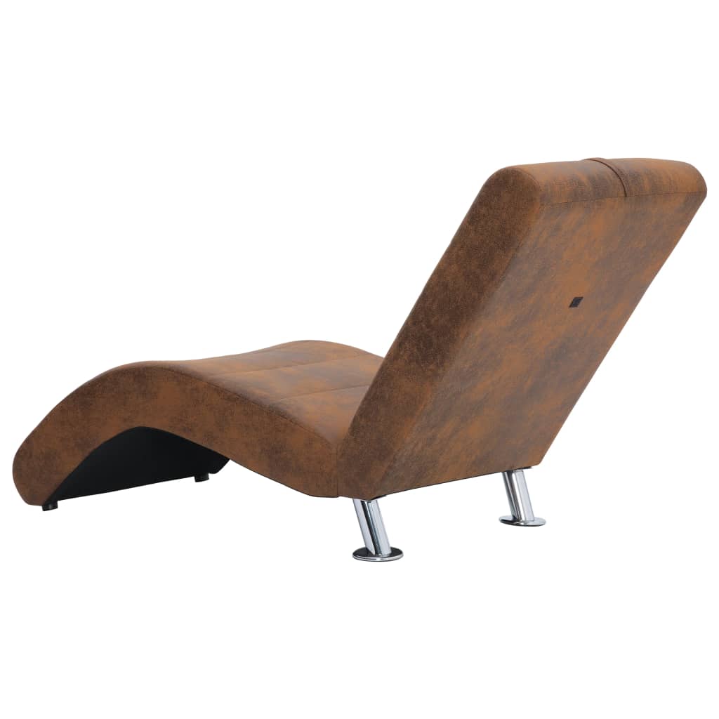 vidaXL Chaiselongue mit Kissen Braun Wildleder-Optik