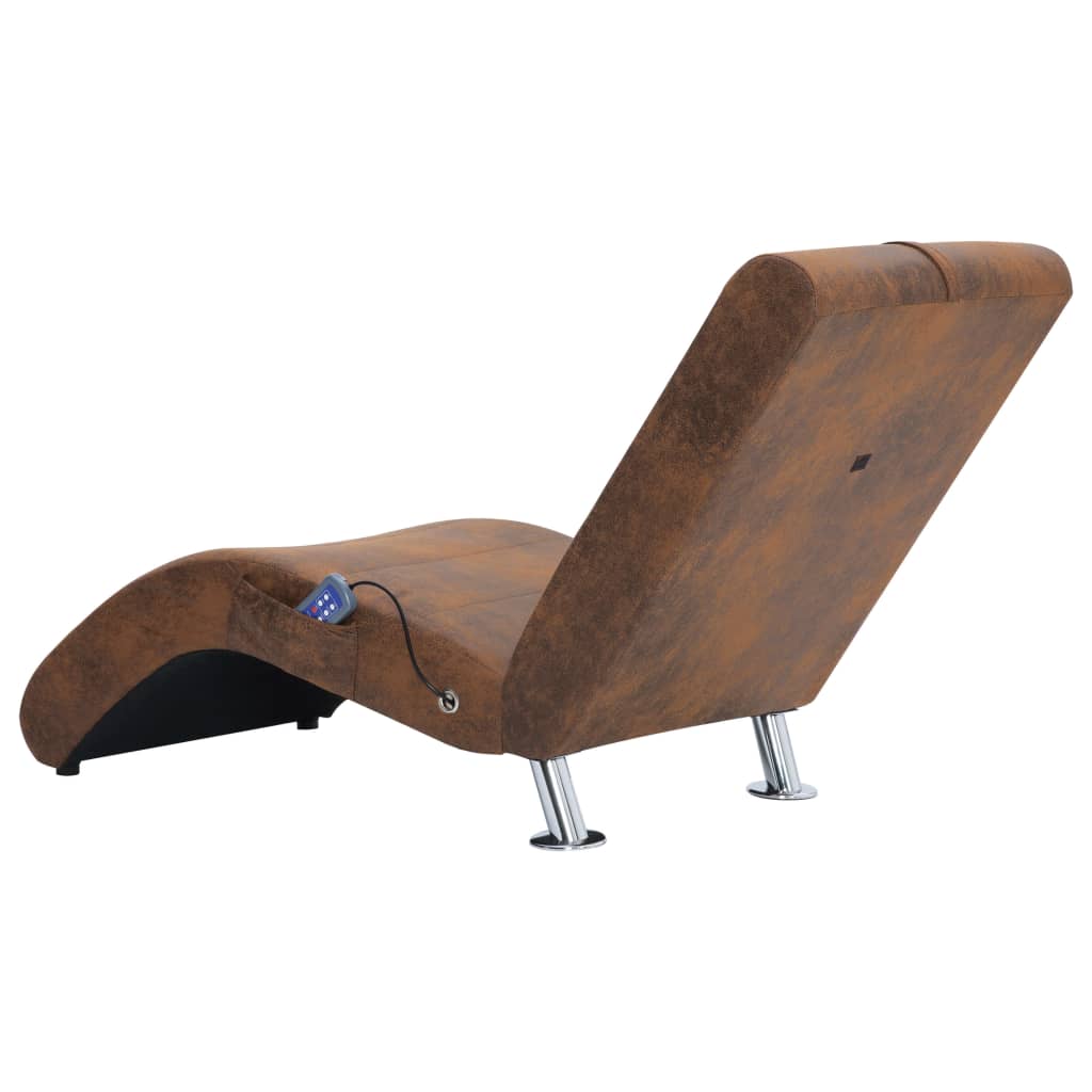vidaXL Massage Chaiselongue mit Kissen Braun Wildleder-Optik