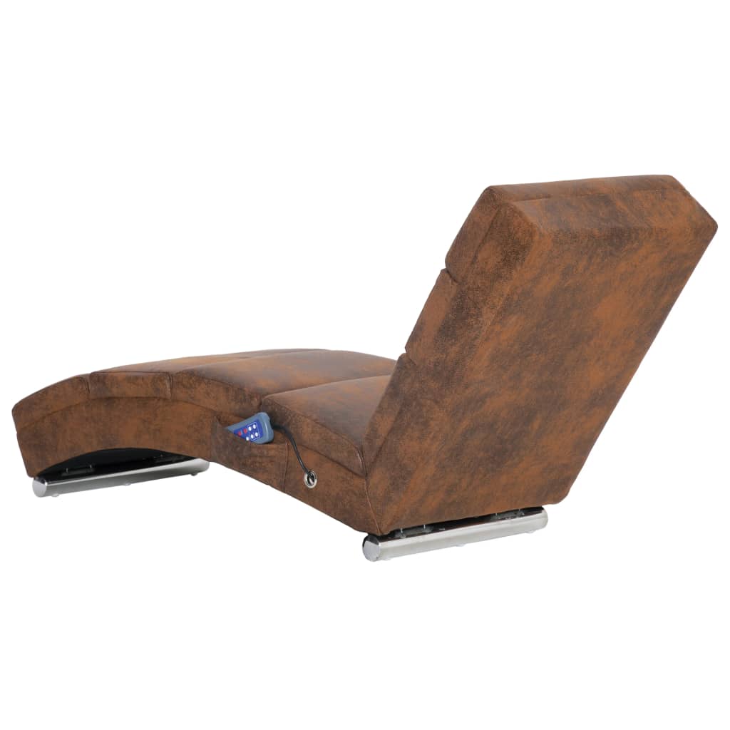 vidaXL Massage Chaiselongue Braun Wildleder-Optik