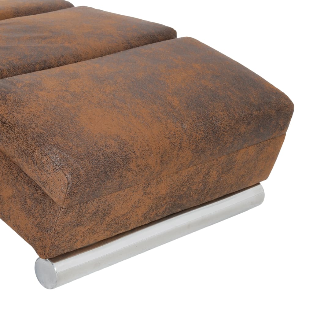 vidaXL Massage Chaiselongue Braun Wildleder-Optik