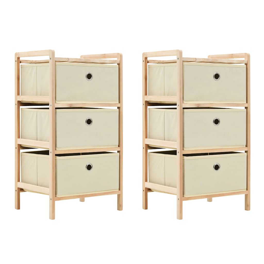 vidaXL Korb-Kommoden 2 Stk. mit 3 Stoffkörben Zedernholz Beige