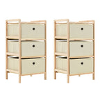 vidaXL Korb-Kommoden 2 Stk. mit 3 Stoffkörben Zedernholz Beige