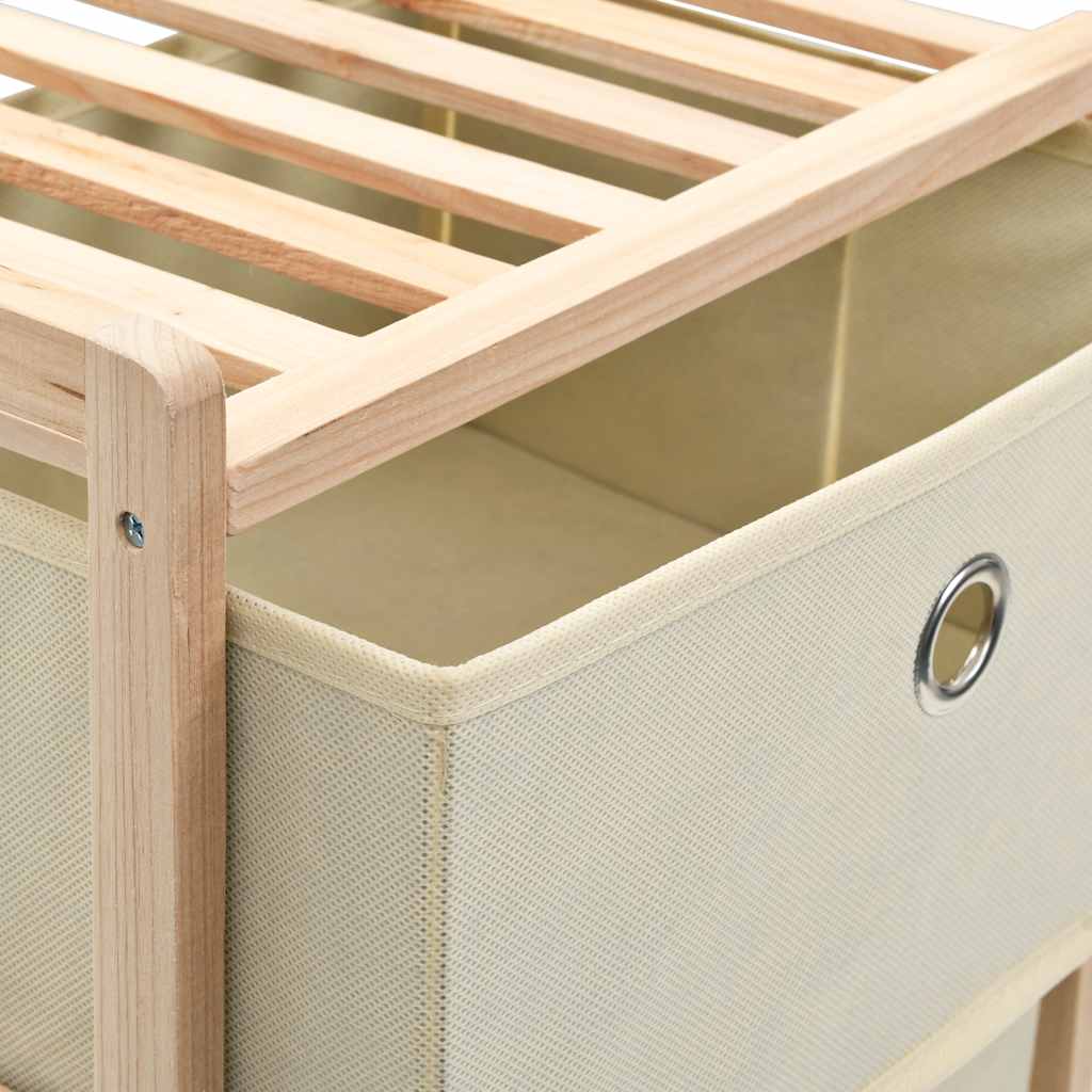 vidaXL Korb-Kommoden 2 Stk. mit 3 Stoffkörben Zedernholz Beige