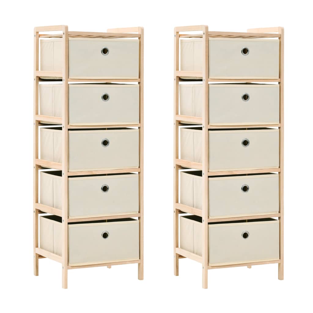 vidaXL Korb-Kommoden 2 Stk. mit 5 Stoffkörben Zedernholz Beige