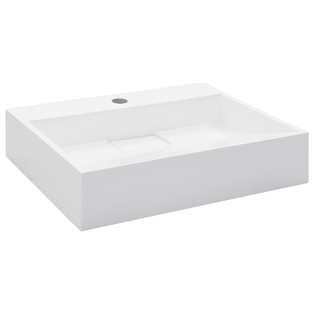 vidaXL Waschbecken 50 x 38 x 13 cm Mineralguss/Marmorguss Weiß
