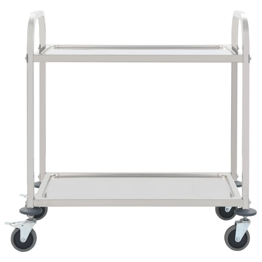 vidaXL 2-Stufiger Servierwagen 96,5 x 55 x 90 cm Edelstahl