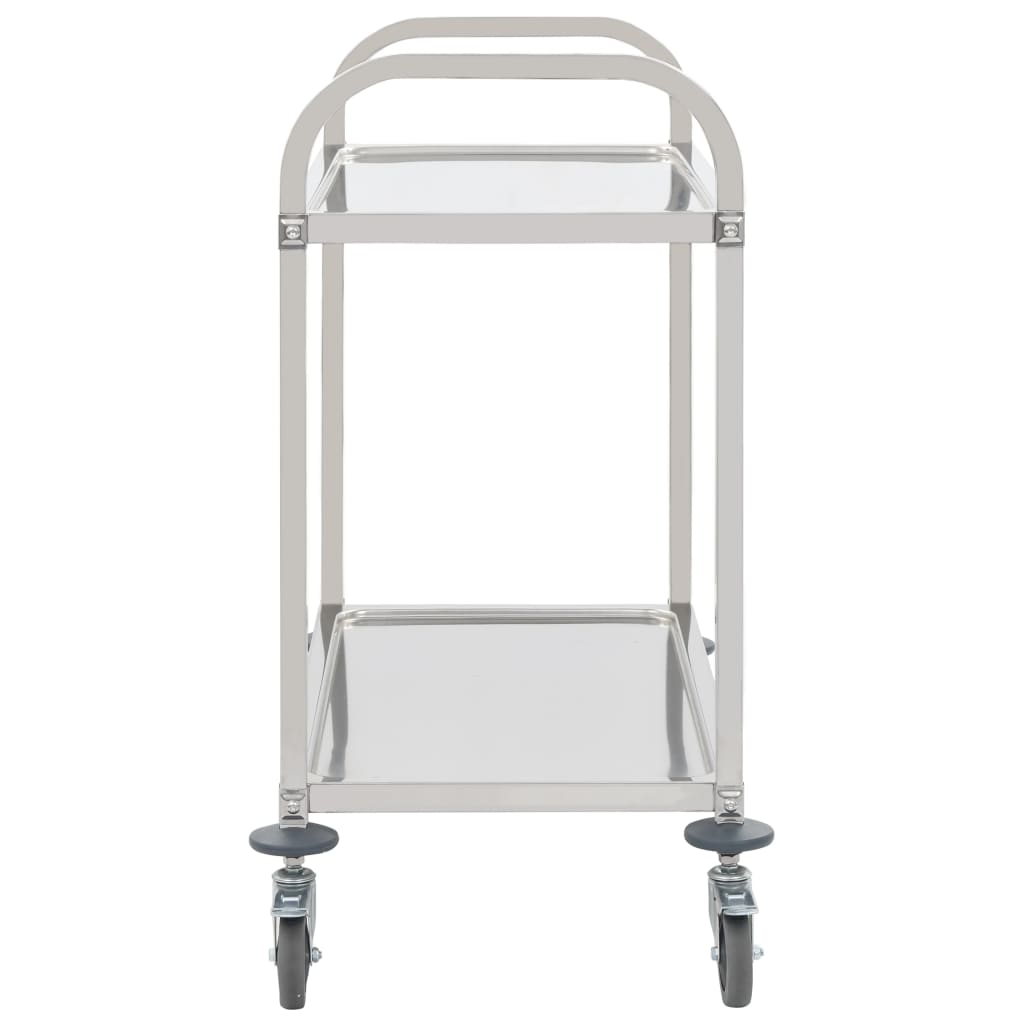 vidaXL 2-Stufiger Servierwagen 96,5 x 55 x 90 cm Edelstahl