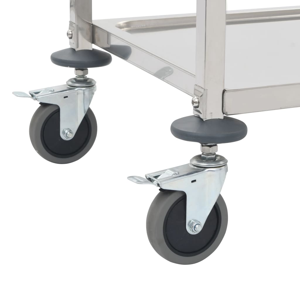 vidaXL 2-Stufiger Servierwagen 96,5 x 55 x 90 cm Edelstahl