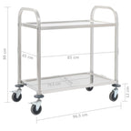 vidaXL 2-Stufiger Servierwagen 96,5 x 55 x 90 cm Edelstahl