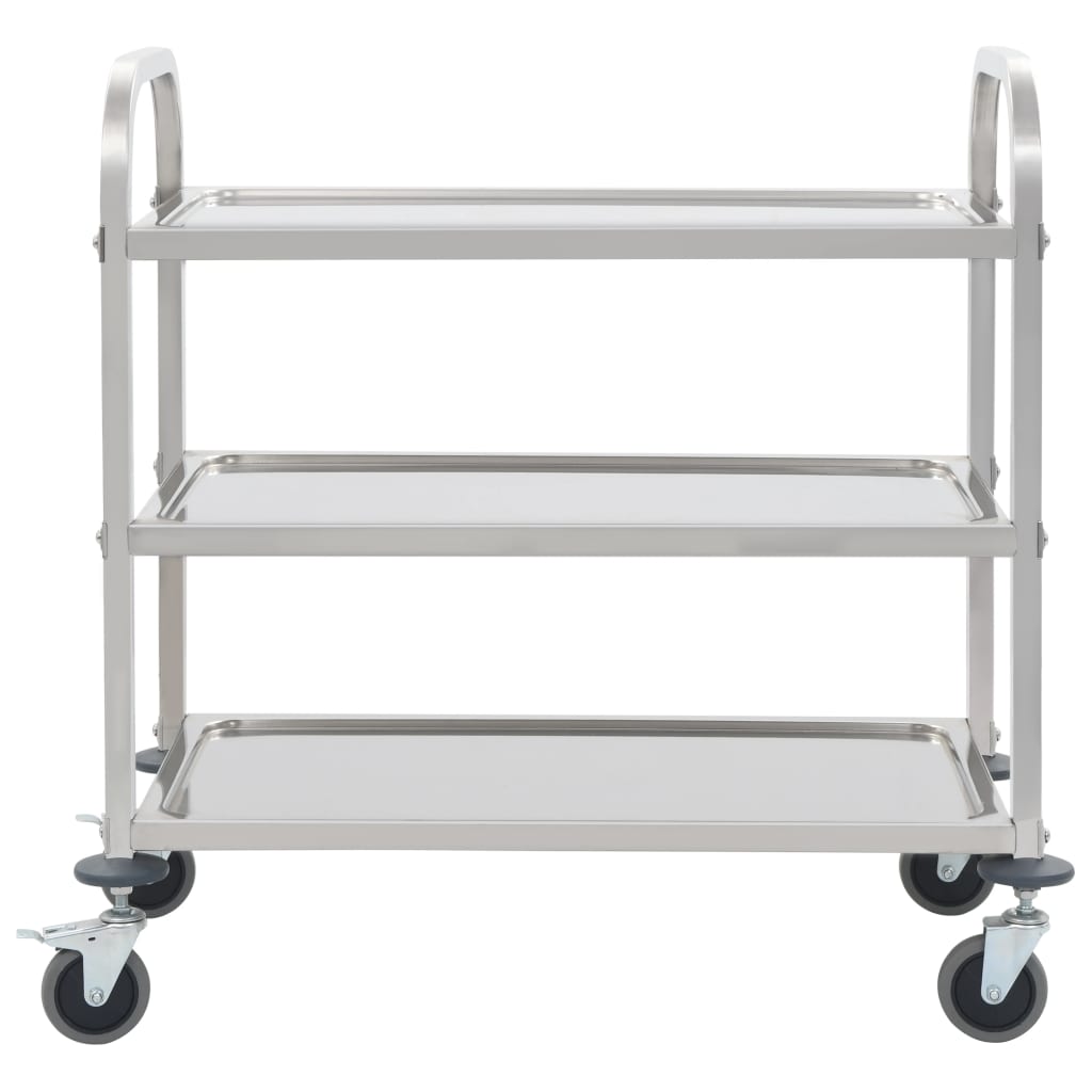 vidaXL 3-Stufiger Servierwagen 96,5 x 55 x 90 cm Edelstahl