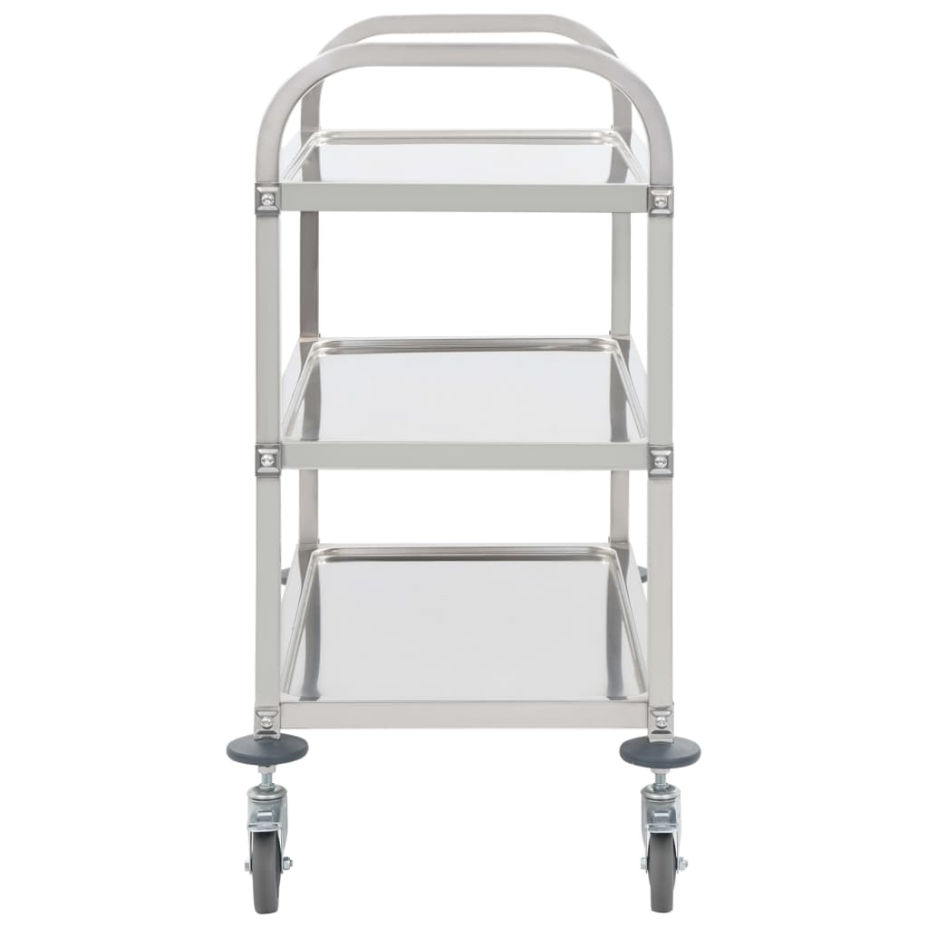 vidaXL 3-Stufiger Servierwagen 96,5 x 55 x 90 cm Edelstahl