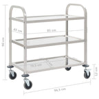 vidaXL 3-Stufiger Servierwagen 96,5 x 55 x 90 cm Edelstahl