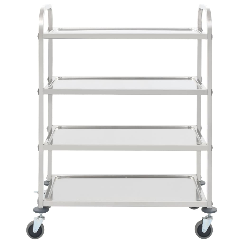 vidaXL 4-Stufiger Servierwagen 107 x 55 x 125 cm Edelstahl