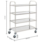 vidaXL 4-Stufiger Servierwagen 107 x 55 x 125 cm Edelstahl