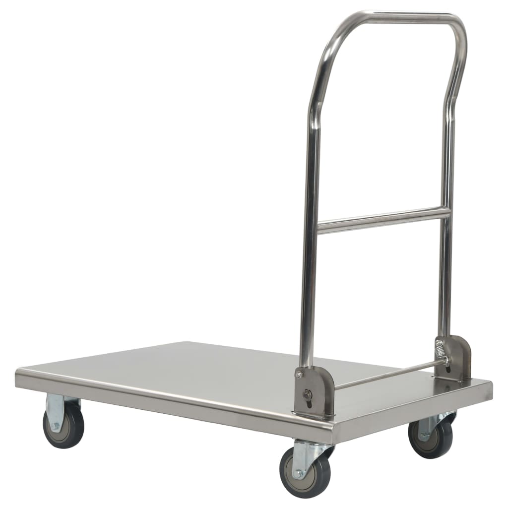 vidaXL Plattformwagen Silbern 82 x 53 x 86 cm Edelstahl