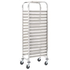 vidaXL Tablettwagen für 16 Tabletts 38x55x163 cm Edelstahl