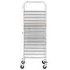 vidaXL Tablettwagen für 16 Tabletts 38x55x163 cm Edelstahl