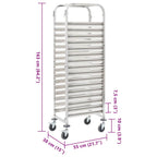 vidaXL Tablettwagen für 16 Tabletts 38x55x163 cm Edelstahl
