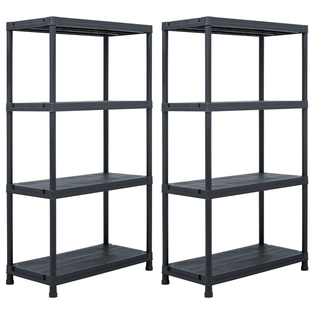 vidaXL Lagerregale 2 Stk. Schwarz 60 x 30 x 138 cm Kunststoff