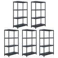 vidaXL Lagerregale 5 Stk. Schwarz 60 x 30 x 138 cm Kunststoff