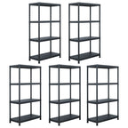 vidaXL Lagerregale 5 Stk. Schwarz 60 x 30 x 138 cm Kunststoff