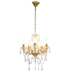 vidaXL Kronleuchter mit Perlen Golden Rund 5×E14