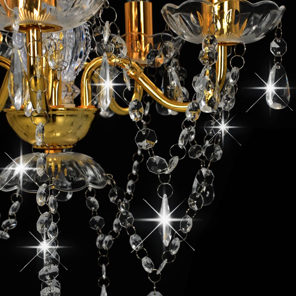 vidaXL Kronleuchter mit Perlen Golden Rund 5×E14