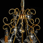 vidaXL Kronleuchter mit Kristallperlen Golden Rund 6×E14