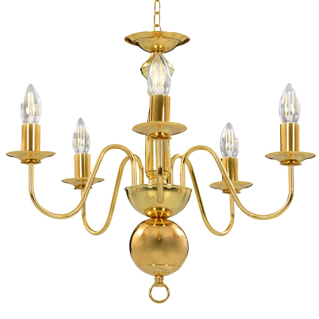 vidaXL Kronleuchter Golden 5 x E14-Glühbirnen